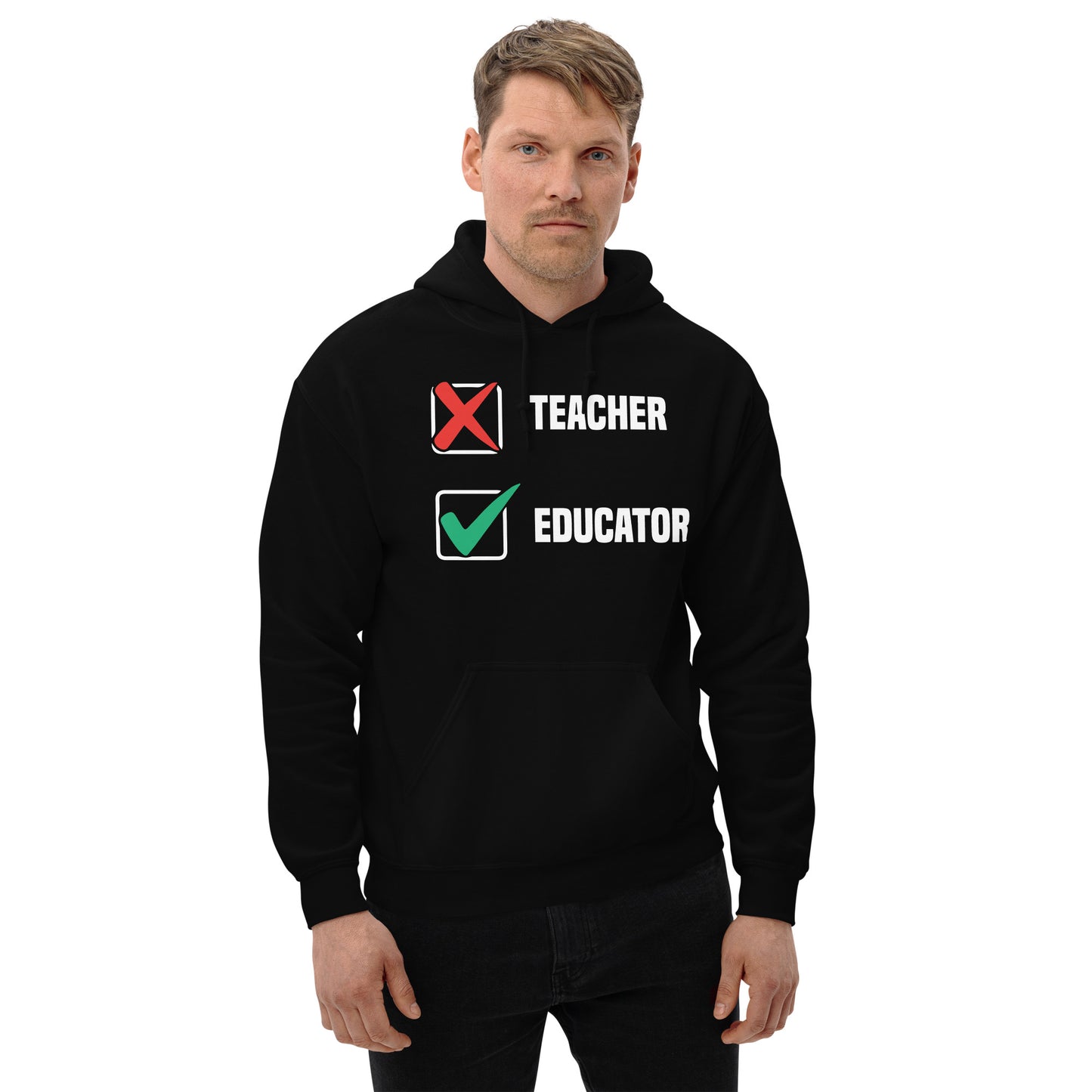 X Teacher Check Mark Educator Hoodie