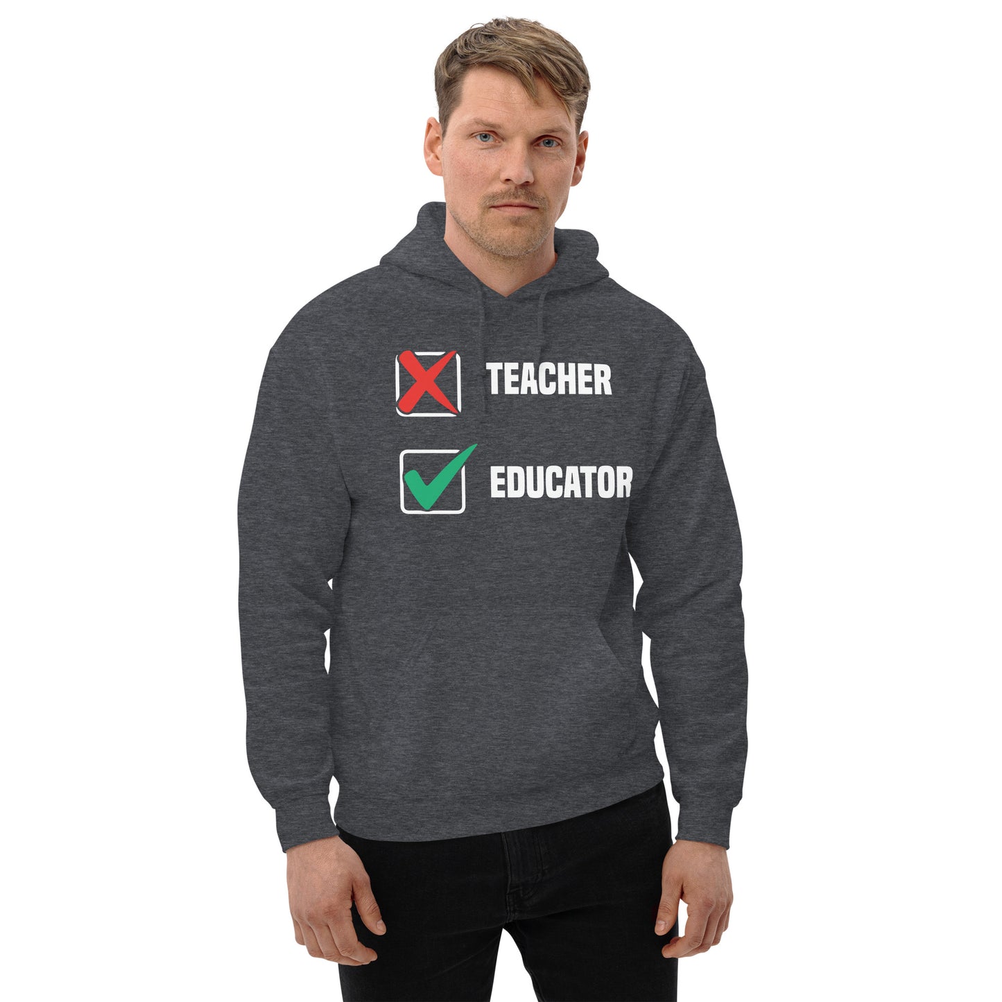 X Teacher Check Mark Educator Hoodie