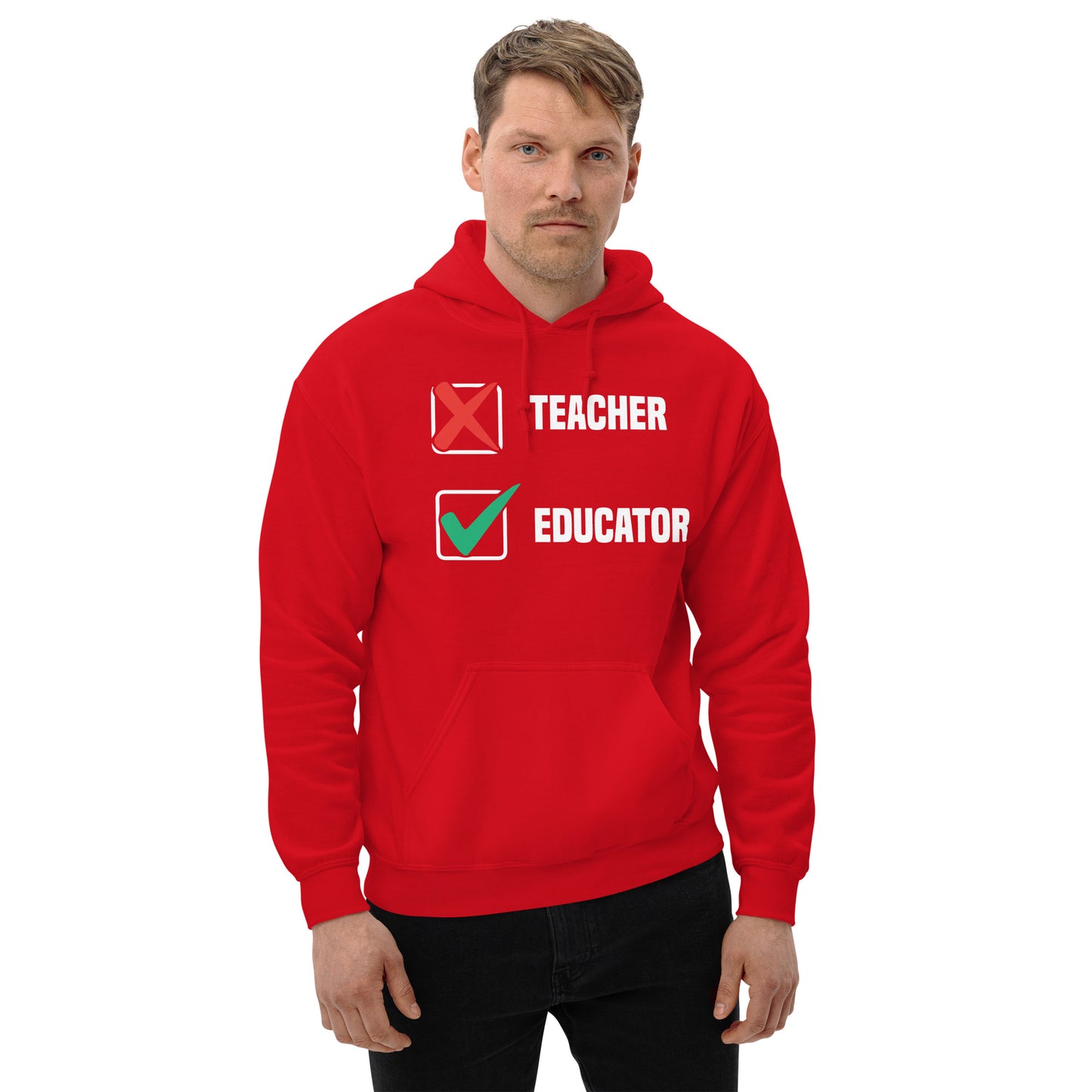 X Teacher Check Mark Educator Hoodie