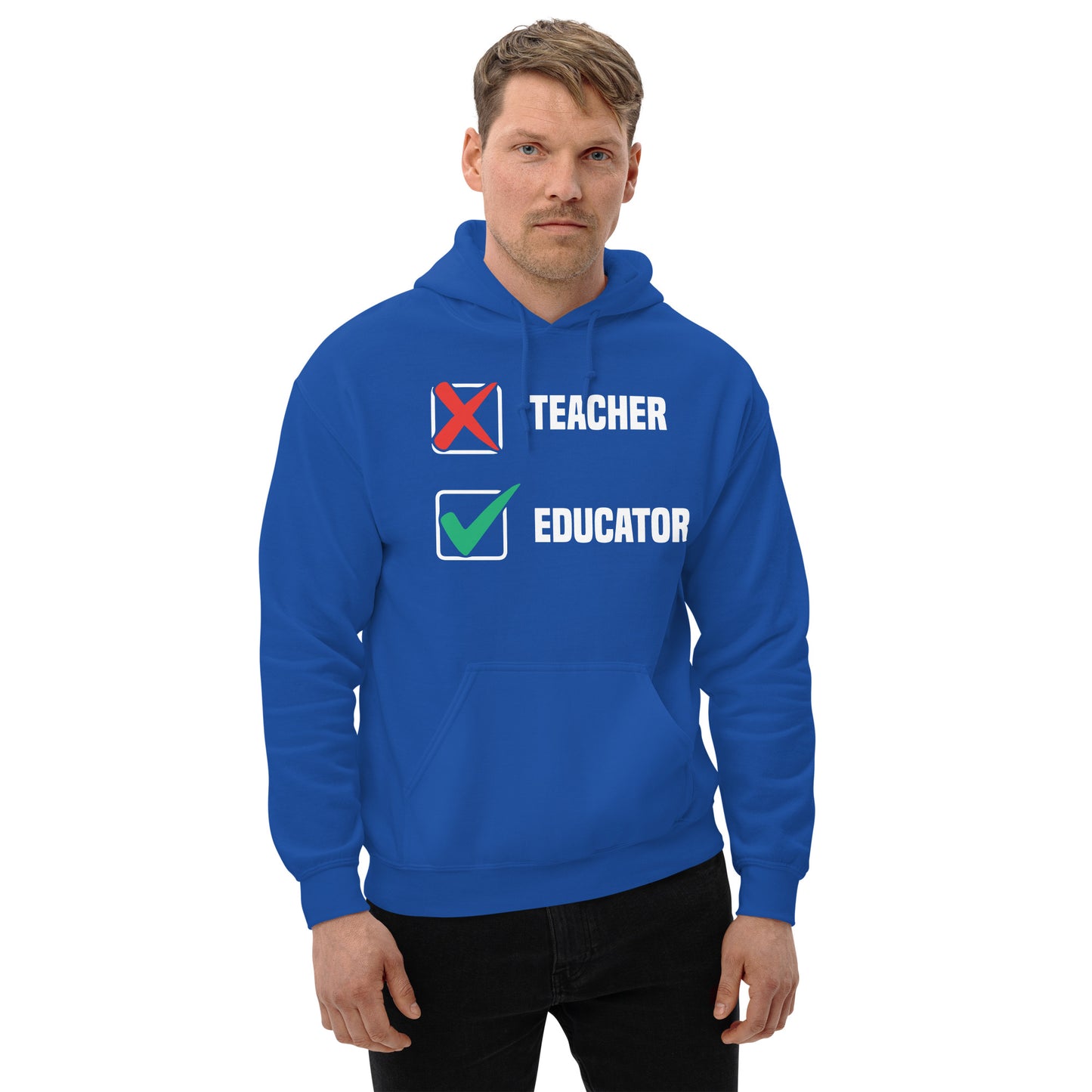 X Teacher Check Mark Educator Hoodie