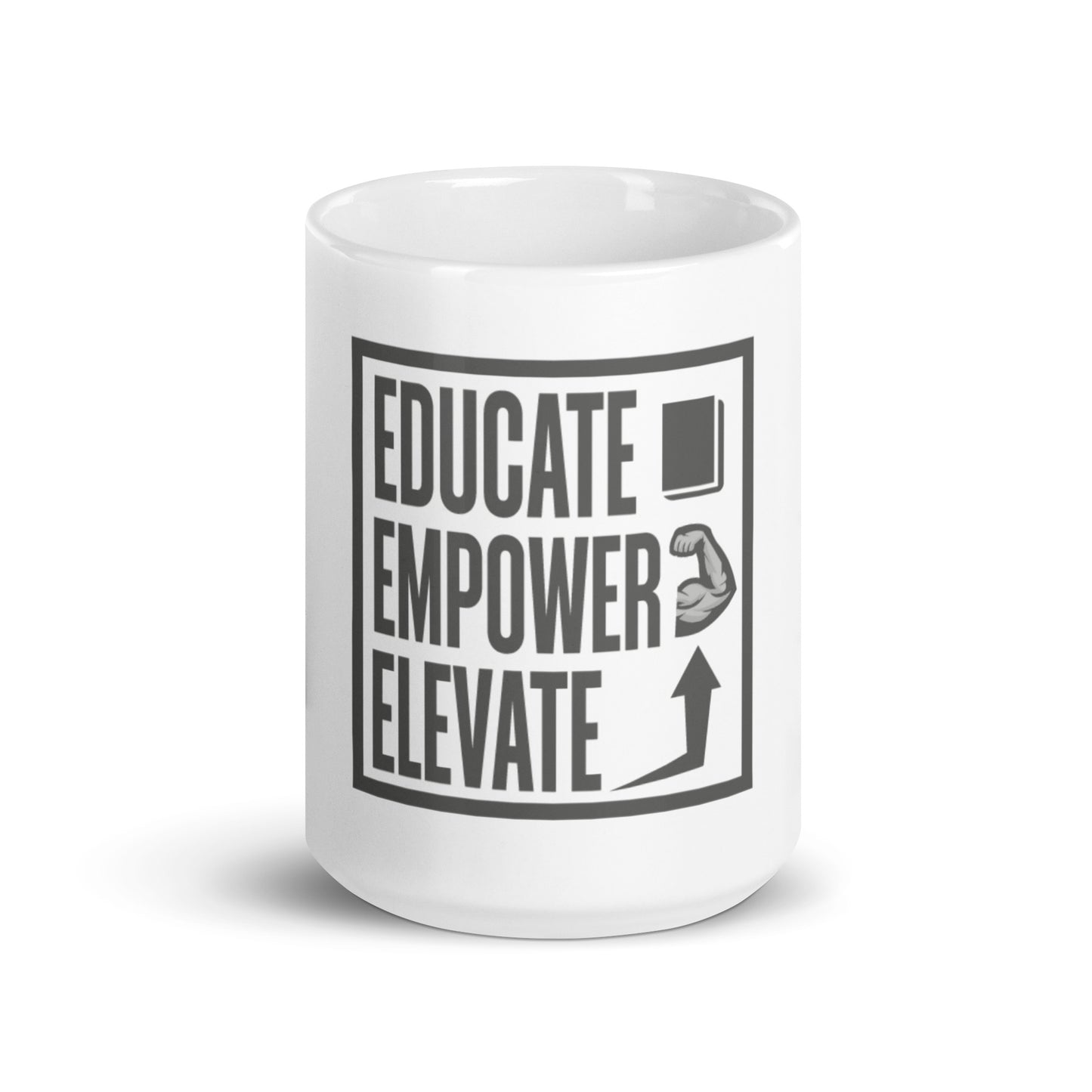 White glossy mug - Educate Empower Elevate LLC